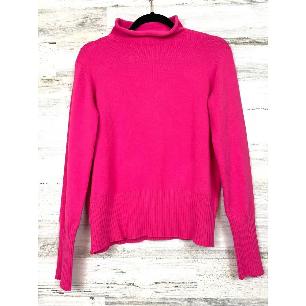 French Connection Womens XL Pink Mock Neck Pullover Sweater Luxe Soft Knit